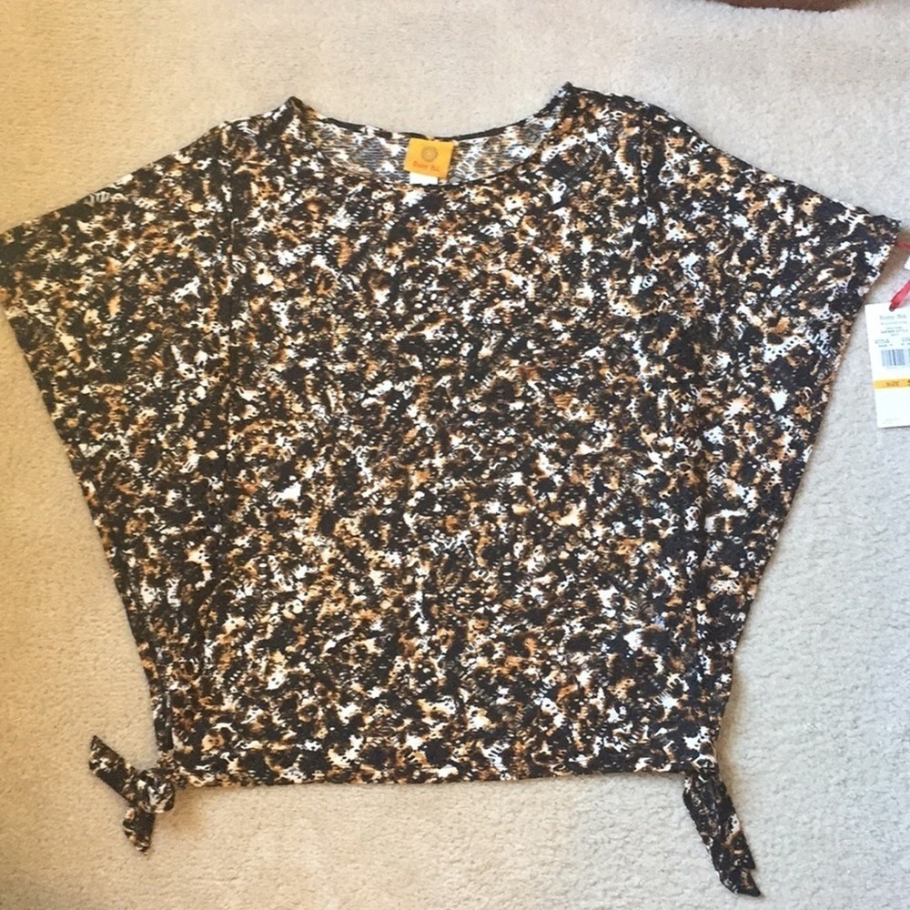 Ruby Rd. Animal Print Bat Short‎ Sleeve Shirt small NWT